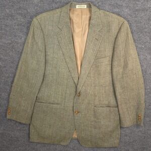 Vintage Orvis Silk Tweed Sport Coat Blazer Mens 44R Tan Notch Lapel 2 Button